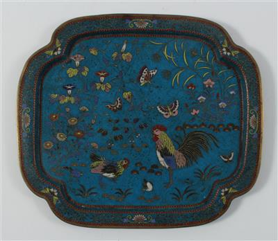 Cloisonné Tablett, - Antiquitäten