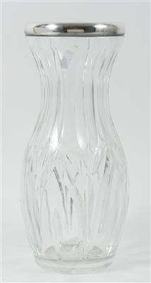 Deutsche Glas Vase mit Silbermontierung, - Arte e antiquariato