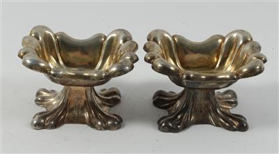 Paar Silber Gewürzschälchen mit Innenvergoldung von 1852, - Saisoneröffnung - Antiquitäten