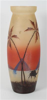 Vase mit Wüstenlandschaft, - Arte e antiquariato