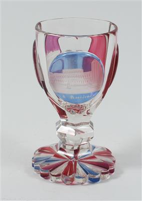 "München-k. Residenz" Veduten- Pokal, - Antiquitäten