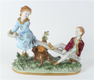 2 schaukelnde Kinder, - Antiquariato