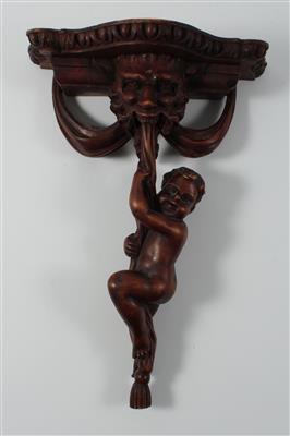 Figural geschnitzte Konsole mit Putto, - Antiques