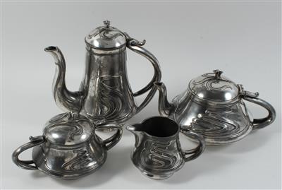 Jugendstil Teekanne, Kaffeekanne, Gießer, Zuckerdose, - Antiquariato