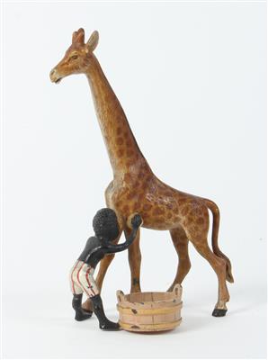 Wiener Bronze - Giraffe mit Mohrenknabe, - Antiquitäten