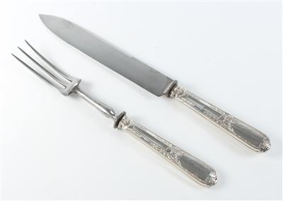 2 französische Vorleger mit Silbergriffen und Metall, - Antiques