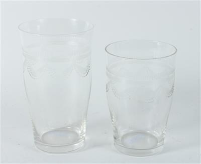 6 Biergläser Höhe 12,2 cm, 6 Wassergläser Höhe 10,5 cm, - Starožitnosti