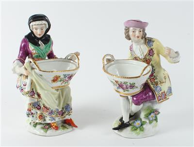 Frau und Mann mit Korb, - Antiques