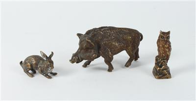 Wildschwein, Hase, Eule, - Antiquariato