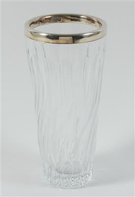 Deutsche Glas Vase mit Silberrand, - Antiquariato