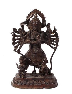 Bronzefigur der Durga, Nepal, 19./20. Jh. - Antiquitäten