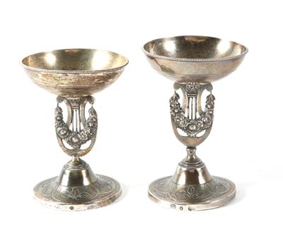 Paar Wiener Silber Gewürzschälchen von 1821, - Silver objects