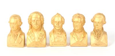 Goldbüsten von Schiller, Goethe, Lessing, Herder, L. Schwanthaler, - Antiques