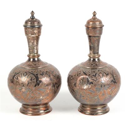 2 vorderasiatische Flakons mit Stöpsel, - Asiatica e arte islamico