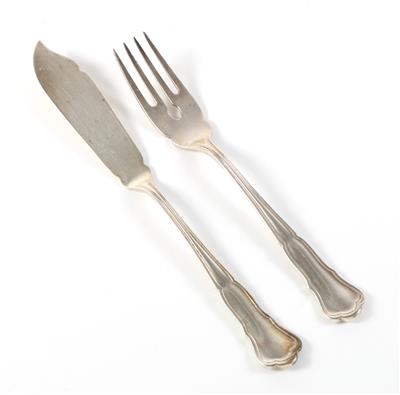 12 Wilkens Fischgabeln, 12 Fischmesser, - Tableware