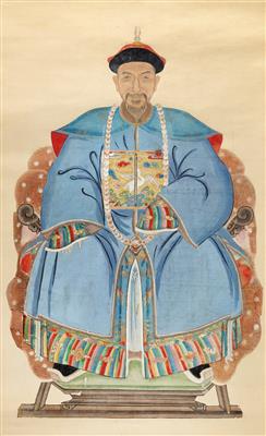 Männliches Ahnenportrait eines höheren Beamten, China 20. Jh. - Asiatika und islamische Kunst