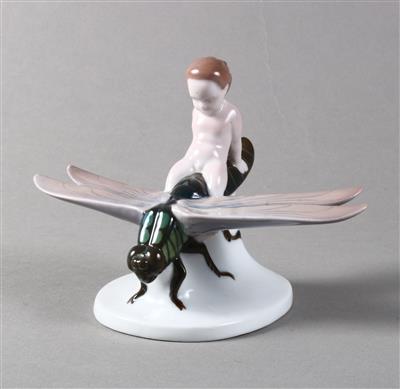 A. Caasmann,"Gleitflug"(Putto auf Libelle), - Antiquitäten