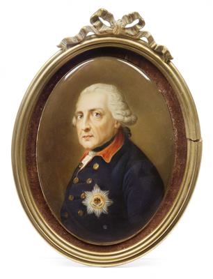 Porzellan-Medaillon mit dem Porträt Friedrich II., - Antiques