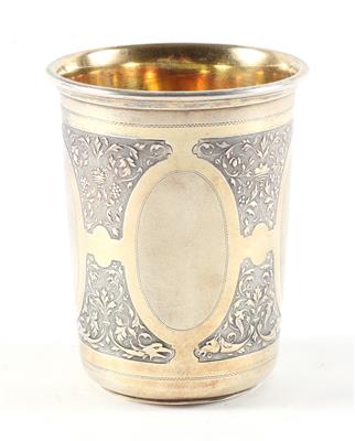 Deutsche Silber Becher mit Innenvergoldung, - Silver objects