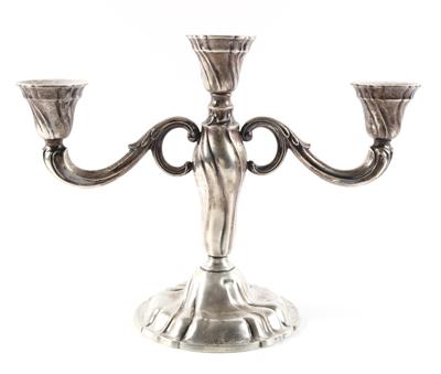 Deutscher dreiflammiger Silber Kerzenleuchter, - Silver objects