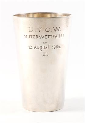 Englischer Silber Becher zur "U. Y. C. W. Motorwettfahrt am 12. August 1905 III.", - Oggetti d'argento