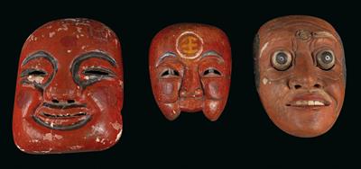Konvolut (3 Stücke): China und Indonesien: Zwei Masken des 'Nuo-Theaters' südchinesischer Minderheiten, - Antiques