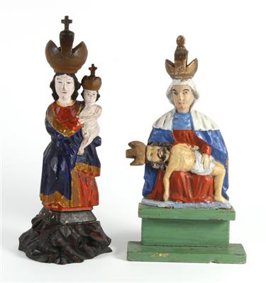 "Holzscheitlmadonna" und Pieta, - Antiquitäten