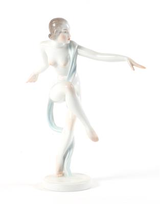 Tanzender weiblicher Akt mit Tuch, - Antiquitäten