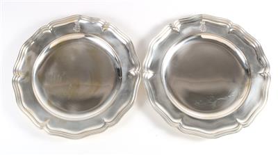 2 deutsche Silber Teller, - Antiques