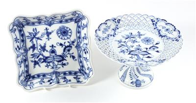 Meissen Zwiebelmuster Tafelaufsatz, 1 eckige Schale, - Antiquariato