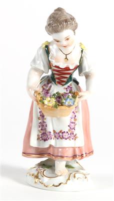 Gärtnerkind - Mädchen mit Blumenkorb, - Antiques