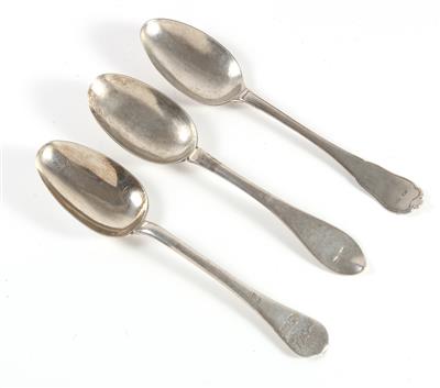 3 Silber Suppenlöffel, - Antiques