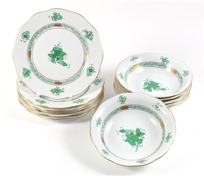 6 Obstschalen, 6 Dessertteller, - Antiques