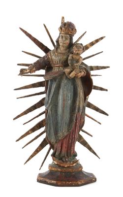 Madonna mit Kind vor Strahlenkranz, - Antiques