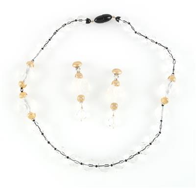 Halskette, 1 Paar Ohrclips, - Antiquitäten