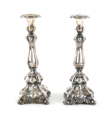 Paar Silber Kerzenleuchter, - Antiques