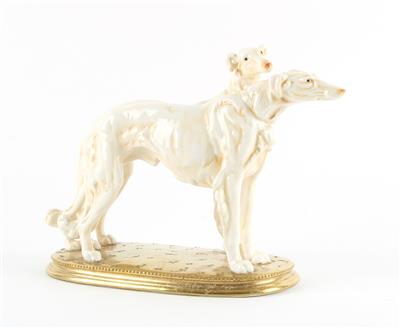 2 Art Deco Windhunde, - Antiques