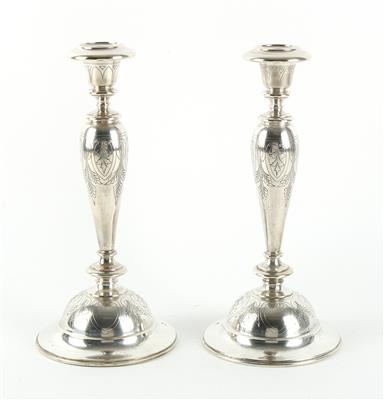 Paar Wiener Silber Kerzenleuchter, - Antiques