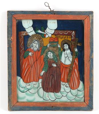 Hinterglasbild, Marienkrönung, - Christmas cribs, sculptures and folk art