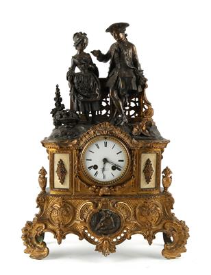Französische Historismus Bronze Kaminuhr - Uhren und historische wissenschaftliche Instrumente