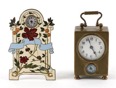 Konvolut: Zwei Miniatur Tischuhren - Uhren und historische wissenschaftliche Instrumente