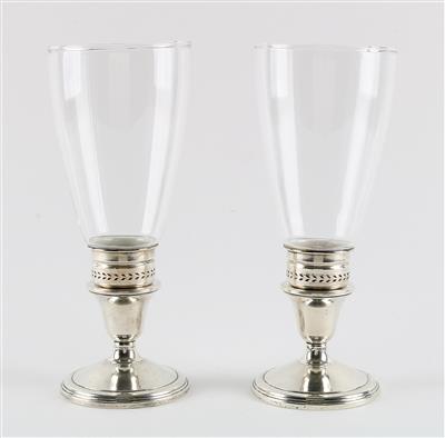 Paar Windlichter mit Glasschirm, - Antiquariato