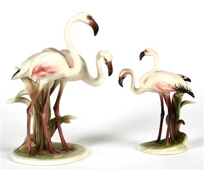2 Paar Flamingos, - Antiques