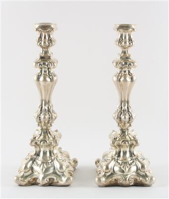 Paar Silber Kerzenleuchter, - Antiquariato
