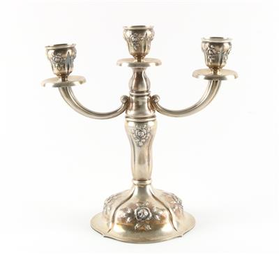 Wiener dreiflammiger Silber Kerzenleuchter, - Antiques