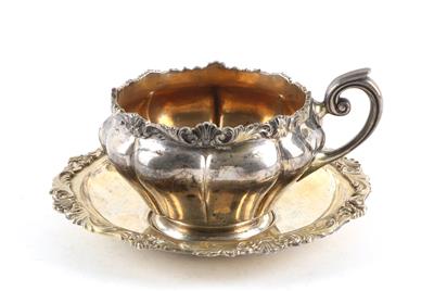 Wiener Silber Tasse mit Untertasse, - Antiquitäten