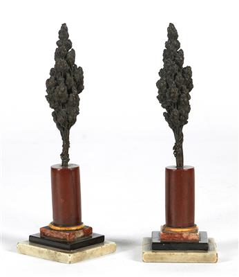 1 Paar Bronze-Bäumchen, - Antiques