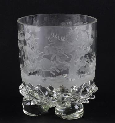 Whiskybecher mit Jagddarstellung, - Antiques