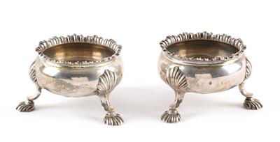Paar Londoner Gewürzschälchen, - Ausgewählte Silberobjekte