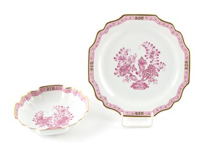 1 Dessertteller, 1 Kompottschale, - Antiques